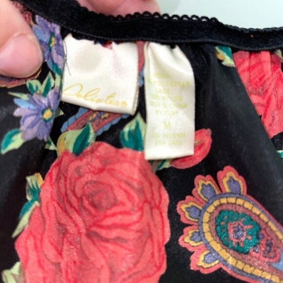 Delicates Panties Camisole Set Womens Medium M Vintage High Cut Paisley Rose - Picture 4 of 13